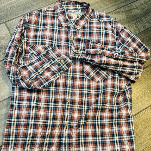 Duluth Trading Co Red and Blue Plaid Casual Button Down Shirt - Picture 1 of 4